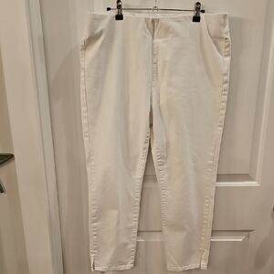 SOFT SURROUNDINGS Stretch Pull-on Pant White Crop‎ Sz L Elastic Waist Career